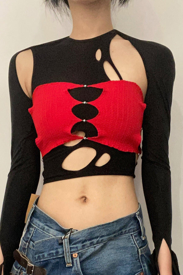 Rui Zhou Pearl Chain Tube Top Handmade Skin-friendly RUI-R008-AW20-HONG Red